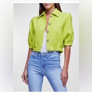 L'Agence Short-Sleeve Tweed Cropped Jacket Size 4